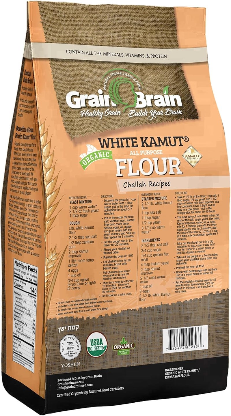 Grain Brain Organic White Kamut Flour - 5 lb Khorosan Wheat All Purpose Flour - Image 3